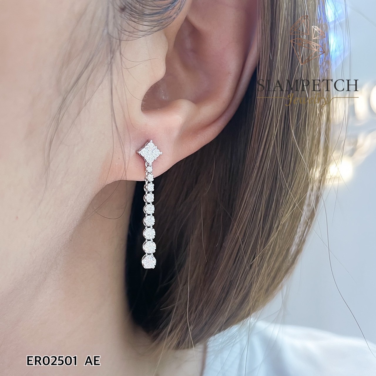 ต่างหูเพชร ร้านเพชร สยามเพชรร style=