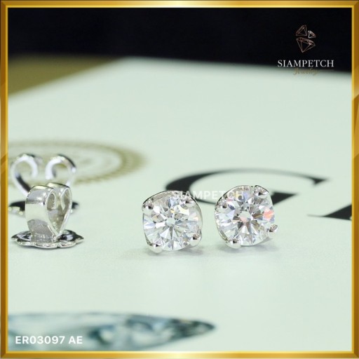ต่างหูเพชร 0.30+0.30 กะรัต สี 100 Triple Excellent ใบเซอร์ GIA ER03097