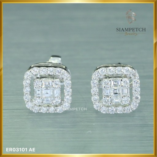 ต่างหูเพชรประกบบาเก็ต 0.98 กะรัต สี 99  ER03101