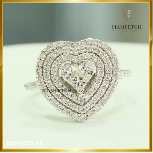 แหวนเพชรแท้ ดีไซน์รูปหัวใจ 1.55 กะรัต สี 98 RI06234