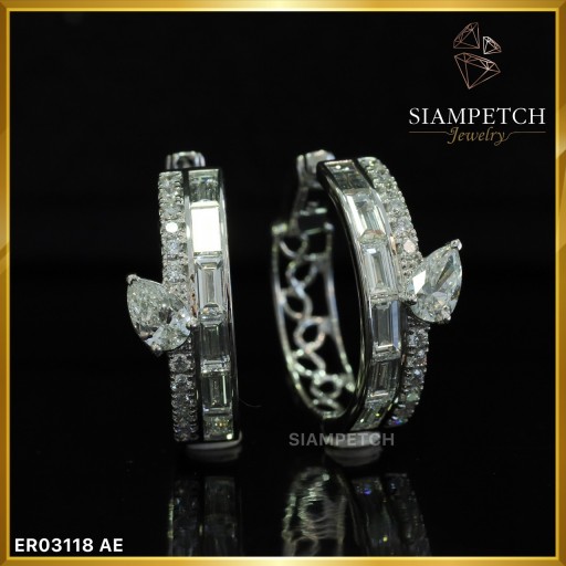 ต่างหูเพชรห่วง mix shape 2.70 กะรัต สี100 ER03118