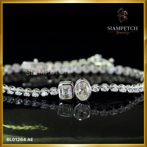 สร้อยข้อมือเพชรแท้รอบเส้น Mix Shapes สี 93 BL01264