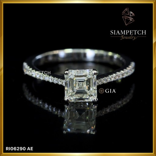 แหวนเพชรแท้ Asscher 1.50 กะรัต สี 94 VVS1 ใบเซอร์ GIA RI06290