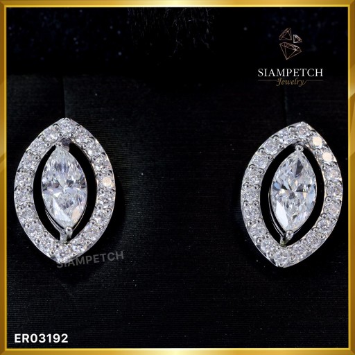 ต่างหูเพชร Marquise ล้อมแจ็ตเก็ต สี 100 ER03192