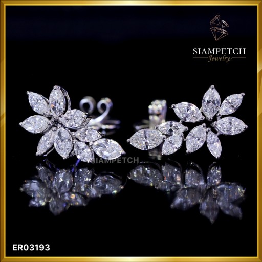 ต่างหูเพชร Marquise shape สี 100 ER03193