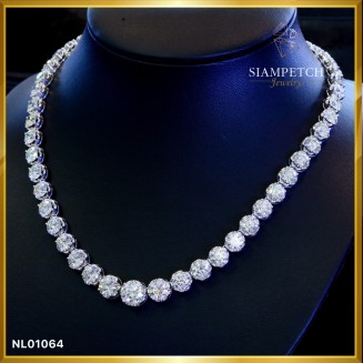 สร้อยคอเพชรกลม Round Necklace รวม 53.05 กะรัต สี93 NL01064