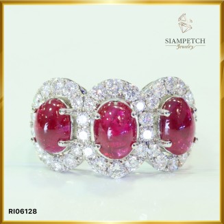 แหวนแถวทับทิมล้อมเพชร สี 99 RI06128