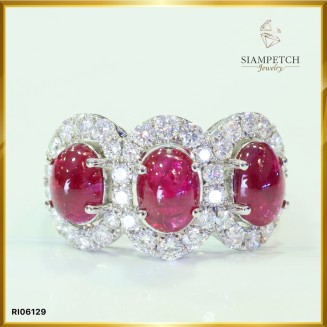 แหวนแถวทับทิมล้อมเพชร สี 99 RI06129