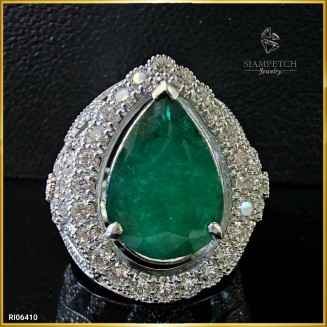 แหวนมรกตประดับเพชรน้ำ100 RI06410