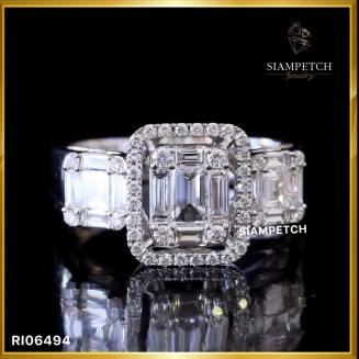 แหวนเพชรประกบเหลี่ยมแทปเปอร์ สี100 RI06494