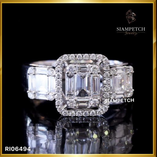 แหวนเพชรประกบเหลี่ยมแทปเปอร์ สี100 RI06494