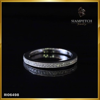 แหวนเพชรแถวสี 100 minimal style ตัวเรือนWhite gold 18K RI06498