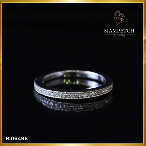 แหวนเพชรแถวสี 100 minimal style ตัวเรือนWhite gold 18K RI06498