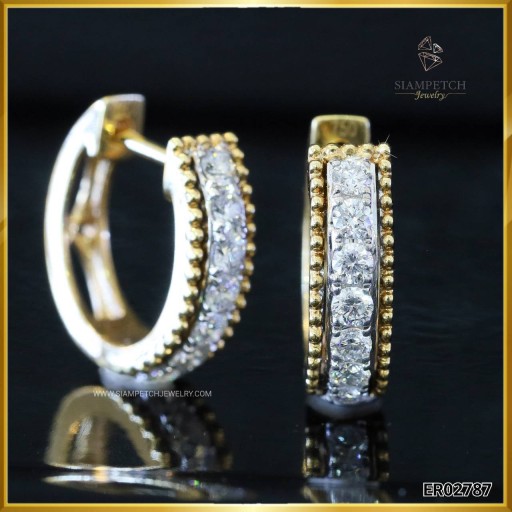 ต่างหูเพชรห่วงเพชรกลม สี 100 ER02787