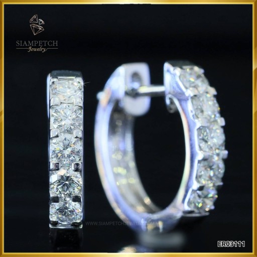 ต่างหูเพชรห่วงเพชรกลม สี100 ER03111