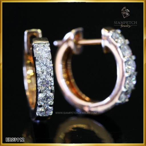 ต่างหูเพชรห่วงเพชรกลม สี100 ER03112