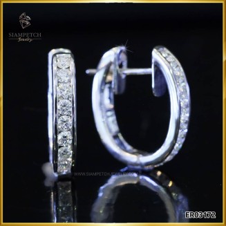 ต่างหูเพชรห่วงเพชรกลม สี100 ER03172