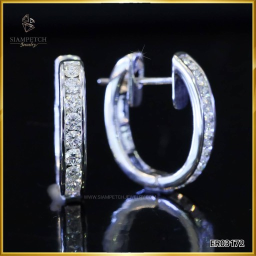 ต่างหูเพชรห่วงเพชรกลม สี100 ER03172