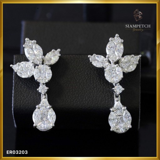 ต่างหูเพชรประกบ สี 100 ER03203 ต่างหูเพชรประกบ สี 100 ER03203