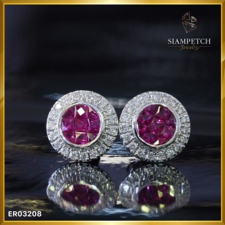 ต่างทับทิมล้อมเพชรสี 100 ER03208