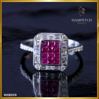 แหวนทับทิมล้อมเพชรสี 100 RI06529