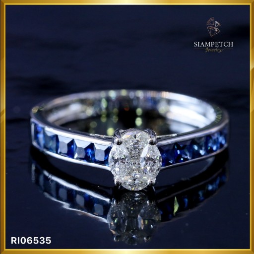 แหวนเพชรประกบรูปไข่หน้าเท่า 0.80 กะรัต สี 100 RI06535 แหวนเพชรประกบรูปไข่หน้าเท่า 0.80 กะรัต สี 100 RI06535