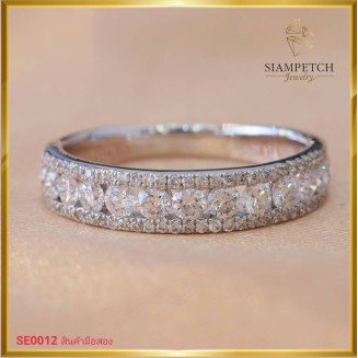 แหวนเพชรแถว สี 100 ตัวเรือน white gold 18K SE0012