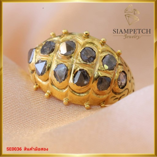 แหวนเพชรซีกโบราณ สวยละมุน ตัวเรือนทองแท้18K SE0036 แหวนเพชรซีกโบราณ สวยละมุน ตัวเรือนทองแท้18K SE0036