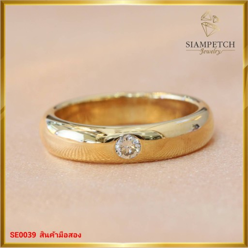 แหวนทองปลอกมีดประดับเพชรแท้ 0.06 กะรัต SE0039 แหวนทองปลอกมีดประดับเพชรแท้ 0.06 กะรัต SE0039