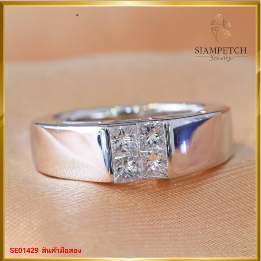 แหวนเพชรแท้ Princess Cut สี99 SE01429
