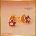 ต่างหูทับทิม รูปดอกไม้ ประดับเพชรสี 99 SE01449