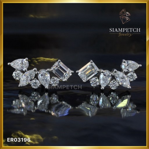 ต่างหูเพชรแท้ mix shape  สี100 ER03196