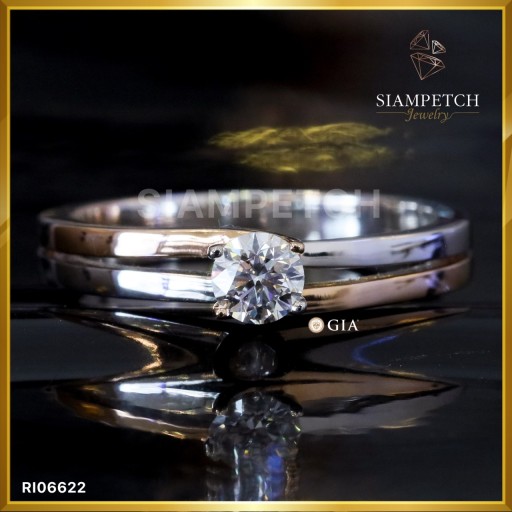 แหวนเพชรแท้ 0.30 กะรัต สี 100 รับรองสถาบัน GIA RI06622
