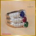 แหวนเพชรแท้ ประดับอัญมณี 3 สี ไพลิน มรกต ทับทิม SE0650