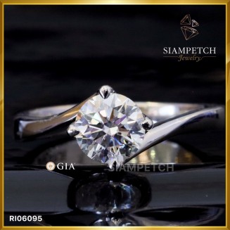 แหวนหมั้นเพชรแท้ 0.90 กะรัต สี 95 Triple Excellent ใบเซอร์ GIA RI06095