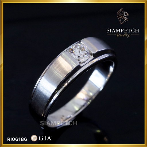 แหวนเพชรชาย 0.34 กะรัต สี 100 VVS2 3Excellent ใบเซอร์ GIA RI06186