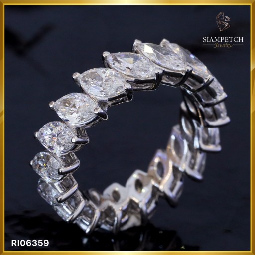 แหวนเพชรรอบวง Marquise Cut Eternity Ring  สี 100 RI06359
