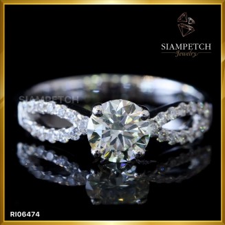 แหวนหมั้นเพชรแท้ 0.73 กะรัต สี 92 ตัวเรือน 18K ฝังเพชรน้ำงาม RI06474