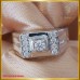 แหวนเพชรชาย สี99 ทรงหน้ากว้าง บนตัวเรือนทองคำขาว 18K SE01584