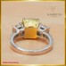 แหวนเพชร คุชชั่น Yellow Diamond  ประดับเพชรปริ้นเซสคัต สี97 ฝังบนตัวเรือน ทองคำขาว 18K SE0653