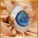 แหวนเพชร สี99 ฝังพลอยสีฟ้า บนตัวเรือน ทอง18K SE0684