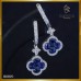 ต่างหูห่วงไพลิน ดีไซน์ดอกไม้ ระย้า ฝังบนตัวเรือนทองคำขาว 18K ER03278