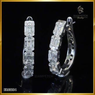 ต่างหูห่วง เพชรแท้ ฝังบนตัวเรือนทองคำขาว 18K ER03284