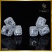 ต่างหูเพชรแท้ ดีไซน์ เอมเมอรัลคัท ล้อมเพชร สี100 ตัวเรือนทองคำขาว 18K ER03298