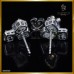 ต่างหูเพชรแท้ ดีไซน์ เอมเมอรัลคัท ล้อมเพชร สี100 ตัวเรือนทองคำขาว 18K ER03298