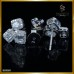 ต่างหูเพชรแท้ ดีไซน์ เอมเมอรัลคัท ล้อมเพชร สี100 ตัวเรือนทองคำขาว 18K ER03298