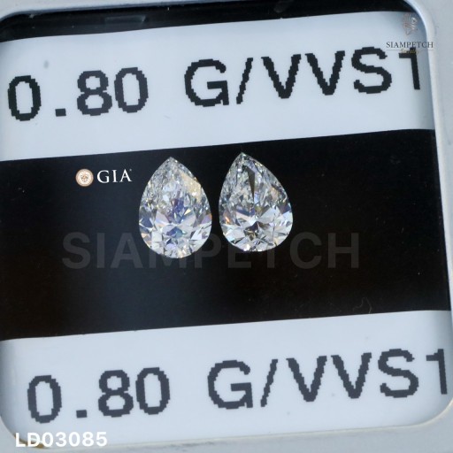เพชรแท้ PEAR SHAPE 0.80+0.80 กะรัต สี 97 ใบเซอร์ GIA LD03085 เพชรแท้ PEAR SHAPE 0.80+0.80 กะรัต สี 97 ใบเซอร์ GIA LD03085