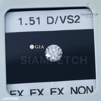 เพชรแท้ Round Shape 1.51 กะรัต สี 100 ใบเซอร์ GIA LD03088