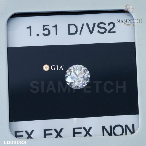 เพชรแท้ Round Shape 1.51 กะรัต สี 100 ใบเซอร์ GIA LD03088 เพชรแท้ Round Shape 1.51 กะรัต สี 100 ใบเซอร์ GIA LD03088
