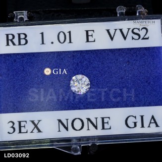 เพชรแท้ Round Shape 1.01 กะรัต สี 99 ใบเซอร์ GIA LD03092